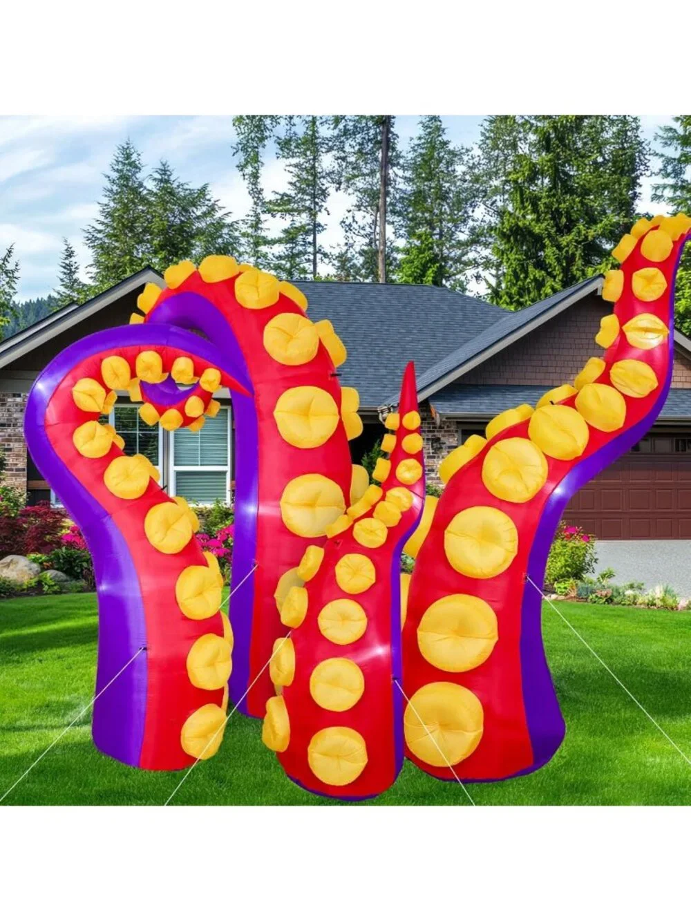 Inflatable Halloween Octopus Tentacles Yard Decoration with LED Lights - Outdoor
